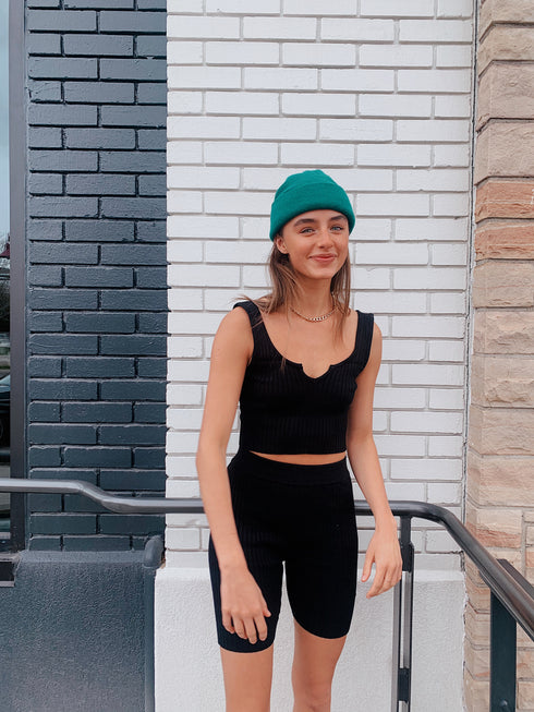 Cali Nights Ribbed Set// Black